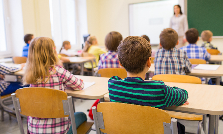 Students and teacher in a classroom