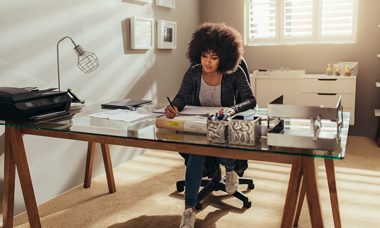 woman working from home