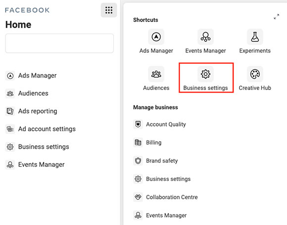 screenshot facebook business manager