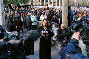 Betelhem speaking at a rally