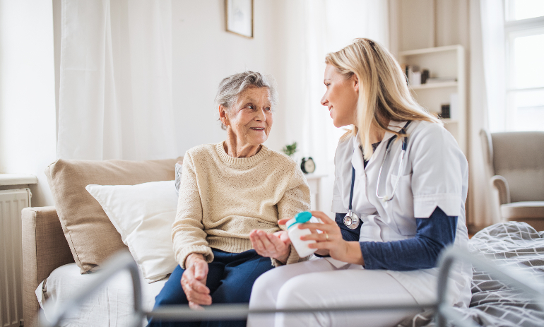 Older woman receiving healthcare