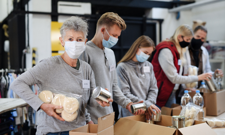 Charity volunteers serving the community