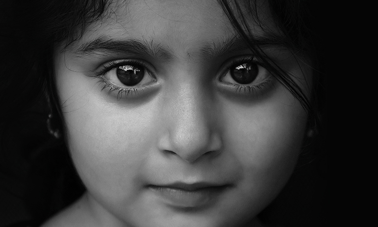 close up on face of young girl