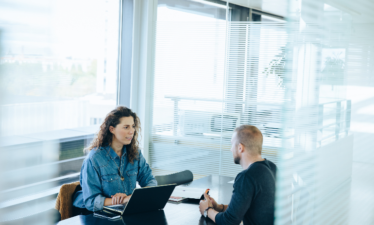 Recruiter speaking with candidate