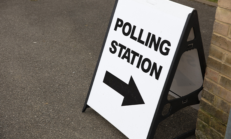 sign for a polling station