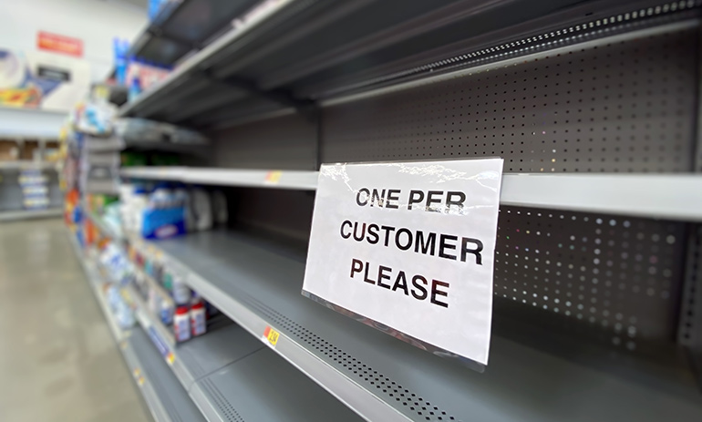 empty supermarket shelf