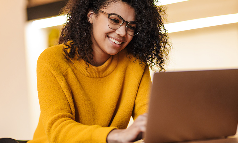 woman on computer