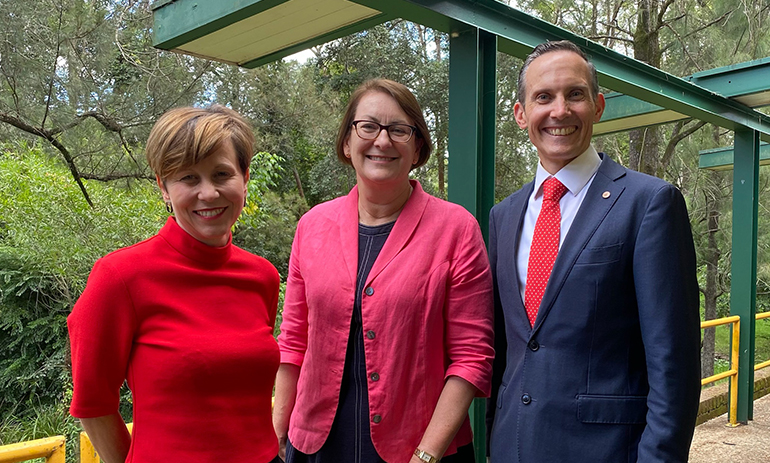 Senator Jenny Mcallister, Andrew Leigh MP and Susan Templeman MP standing in a line.