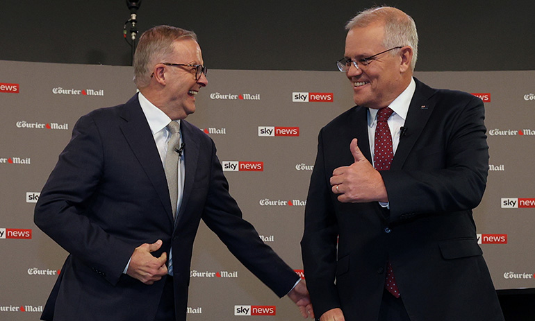 Anthony Albanese and Scott Morrison meet