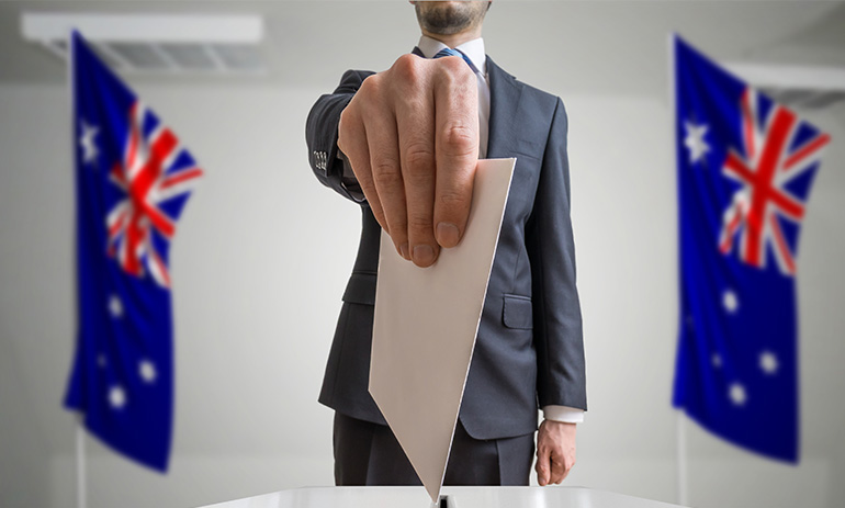 voting form in hands of voter