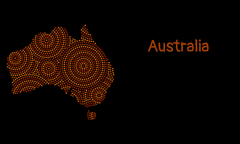 map of australia utilsing indigenous design